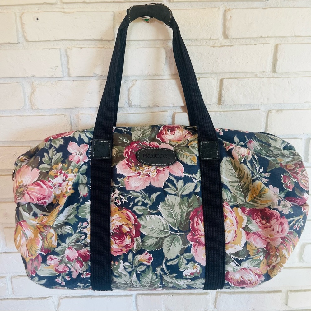 Vintage Rose and Round End Duffle, Overnight, Travel Bag by Protocol